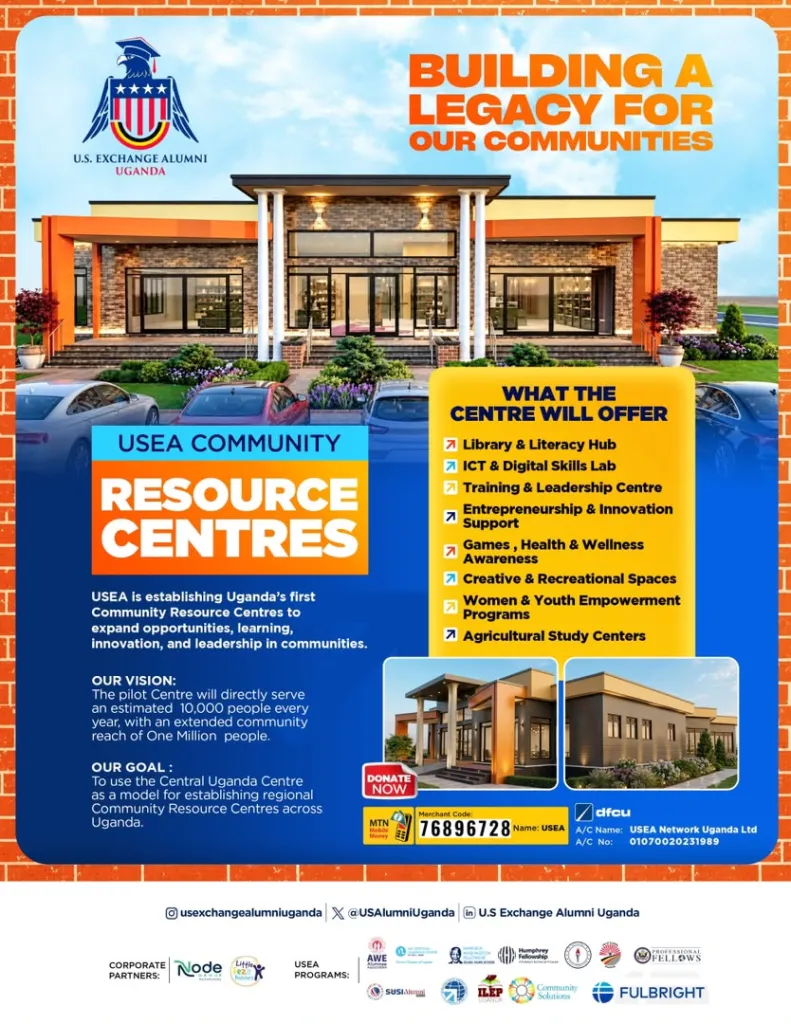 Flyer: USEA Community Resource Centres. What the centre will offer, the vision, the goal and how to donate.
