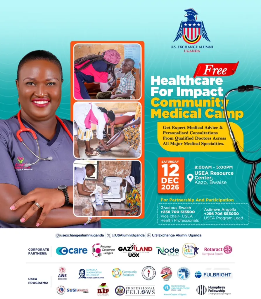 Flyer: Free Healthcare for Impact Community Medical Camp, Saturday 12 December 2026, 8:00 am to 5:00 pm, USEA Resource Center, Kazo, Bwaise.